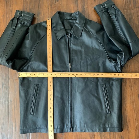 SADDLEBRED Black Leather Full-Zip Motorcycle Jacket - Picture 7 of 7